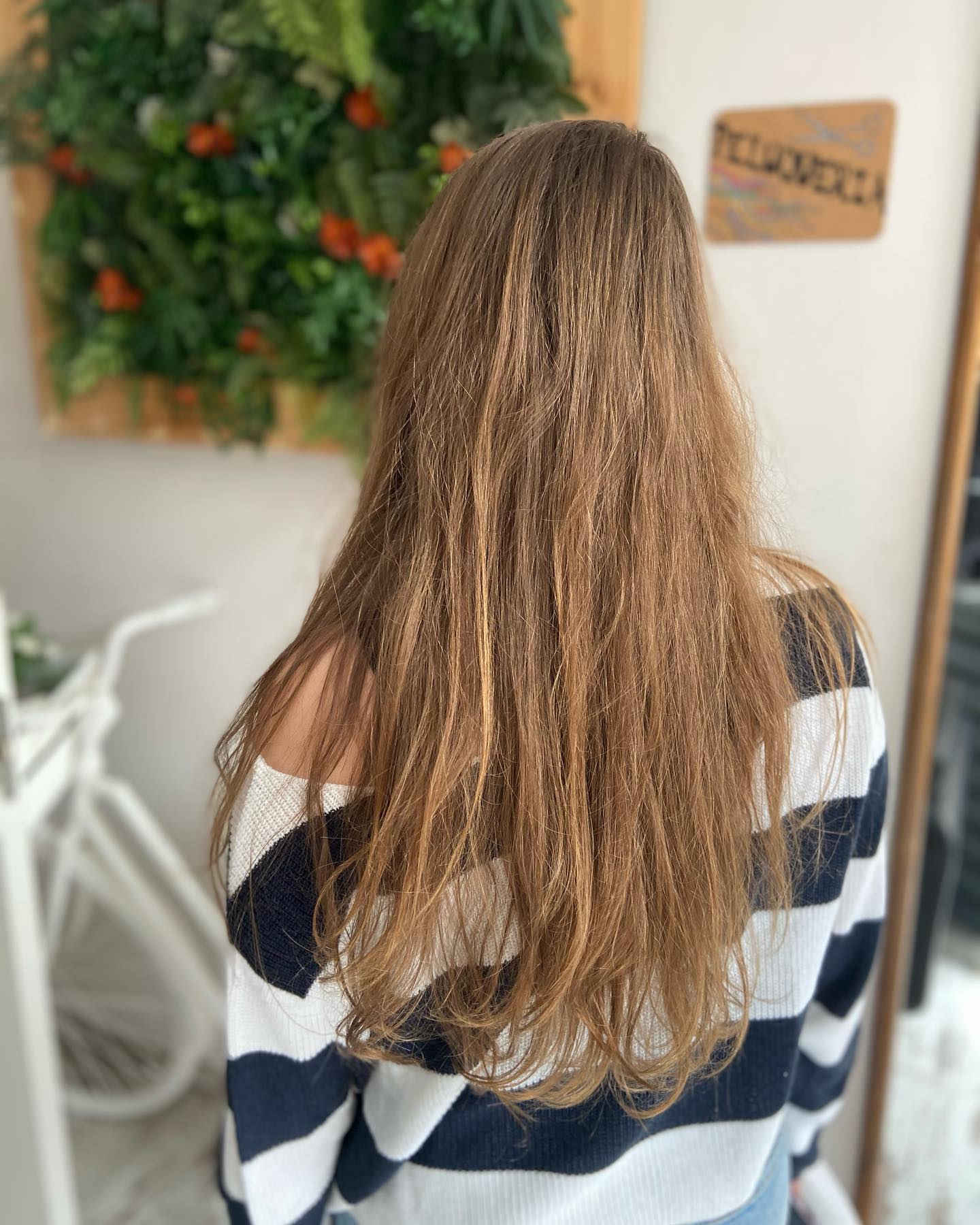 Antes del trabajo de mechas en Amare Salon